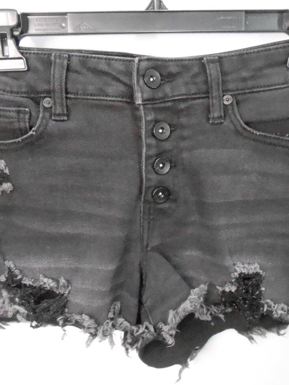 Kendall & Kylie Black Hipster Cut Off Distressed Frayed Denim Shorts Size-5/27